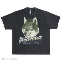 Yellowstone National Park Wolf Logo Urban Oversized Heavyweight T-Shirt thumb 0