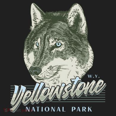 Yellowstone National Park Wolf Logo Urban Oversized Heavyweight T-Shirt