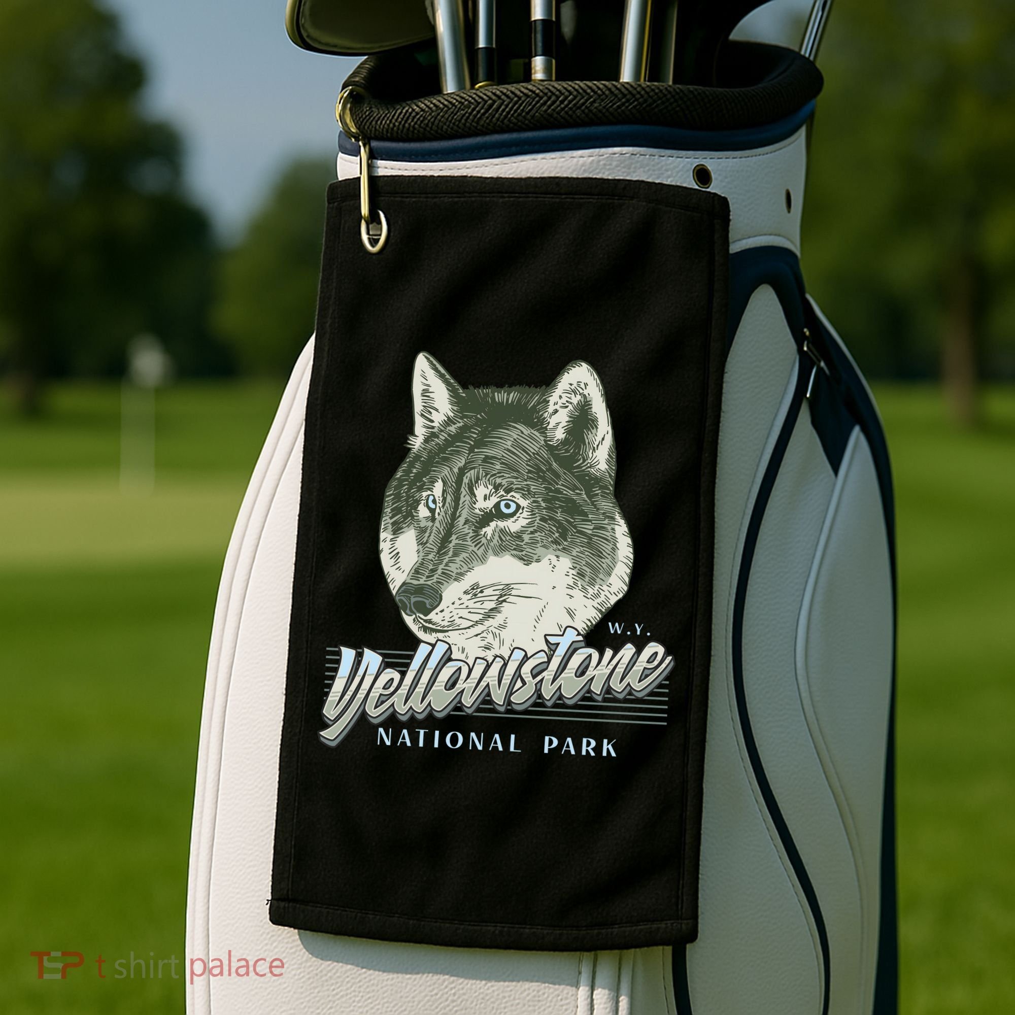 Yellowstone National Park Wolf Logo Golf Towel