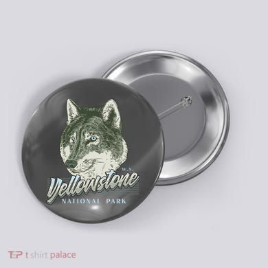 Yellowstone National Park Wolf Logo Button