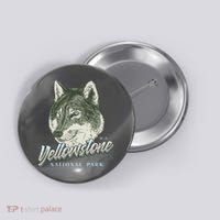 Yellowstone National Park Wolf Logo Button thumb 0