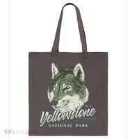 Yellowstone National Park Wolf Logo Tote Bag thumb 0
