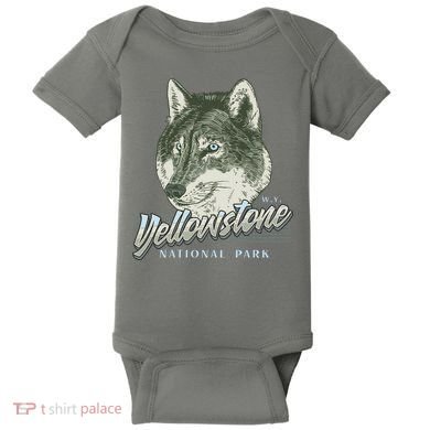 Yellowstone National Park Wolf Logo Baby Bodysuit