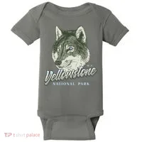 Yellowstone National Park Wolf Logo Baby Bodysuit thumb 0