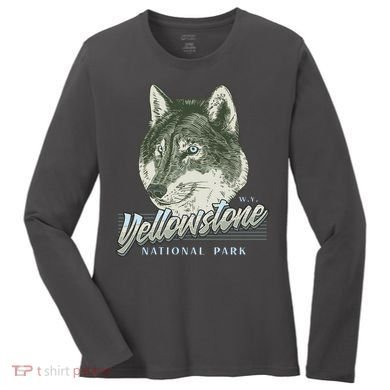 Yellowstone National Park Wolf Logo Women's Long Sleeve Shirt