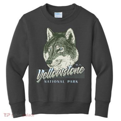 Yellowstone National Park Wolf Logo Kids Sweatshirt
