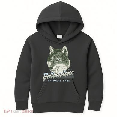 Yellowstone National Park Wolf Logo Kids Hoodie