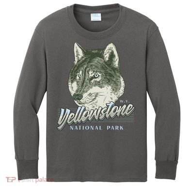 Yellowstone National Park Wolf Logo Kids Long Sleeve Shirt