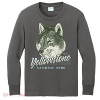 Yellowstone National Park Wolf Logo Kids Long Sleeve Shirt thumb 0