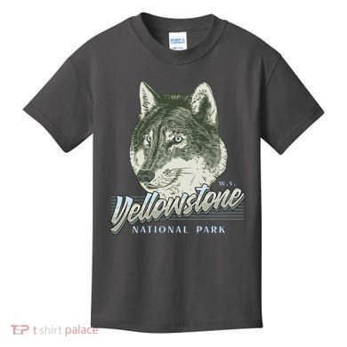 Yellowstone National Park Wolf Logo Kids T-Shirt