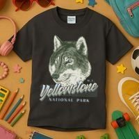 Yellowstone National Park Wolf Logo Kids T-Shirt thumb 3