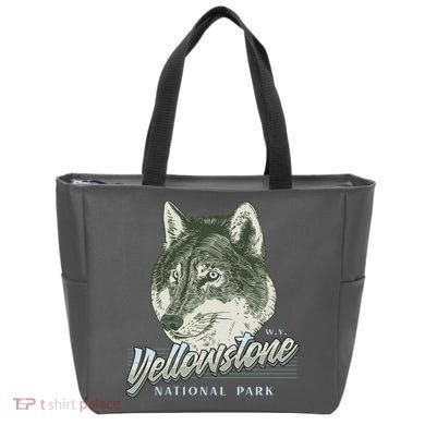 Yellowstone National Park Wolf Logo Tote Bag