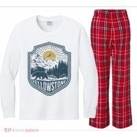 Yellowstone National Park Bear Nature Hiking Outdoors Kids Long Sleeve Plaid Pajama Set thumb 0