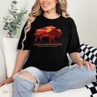 Yellowstone National Park Wyoming Buffalo Bison Sunset Comfort Colors T-Shirt thumb 2