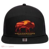 Yellowstone National Park Wyoming Buffalo Bison Sunset 7 Panel Mesh Trucker Snapback Hat thumb 0