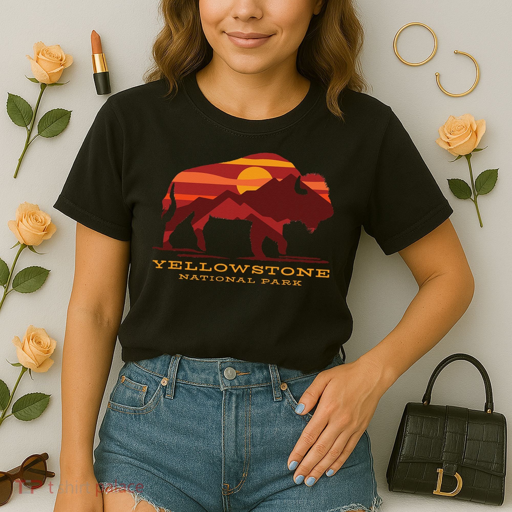 Yellowstone National Park Wyoming Buffalo Bison Sunset Comfort Colors Boxy T-Shirt