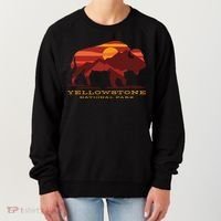 Yellowstone National Park Wyoming Buffalo Bison Sunset Women's Sweatshirt thumb 0