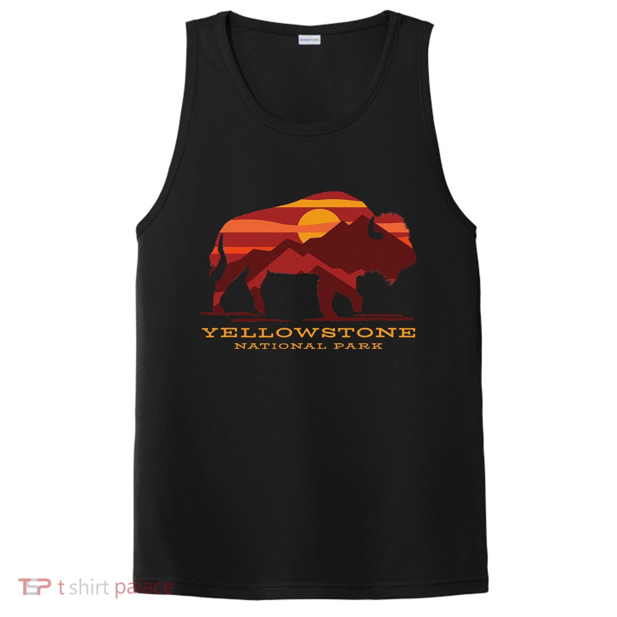 Yellowstone National Park Wyoming Buffalo Bison Sunset PosiCharge Competitor Tank