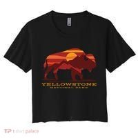 Yellowstone National Park Wyoming Buffalo Bison Sunset Women's Crop Top Tee thumb 0