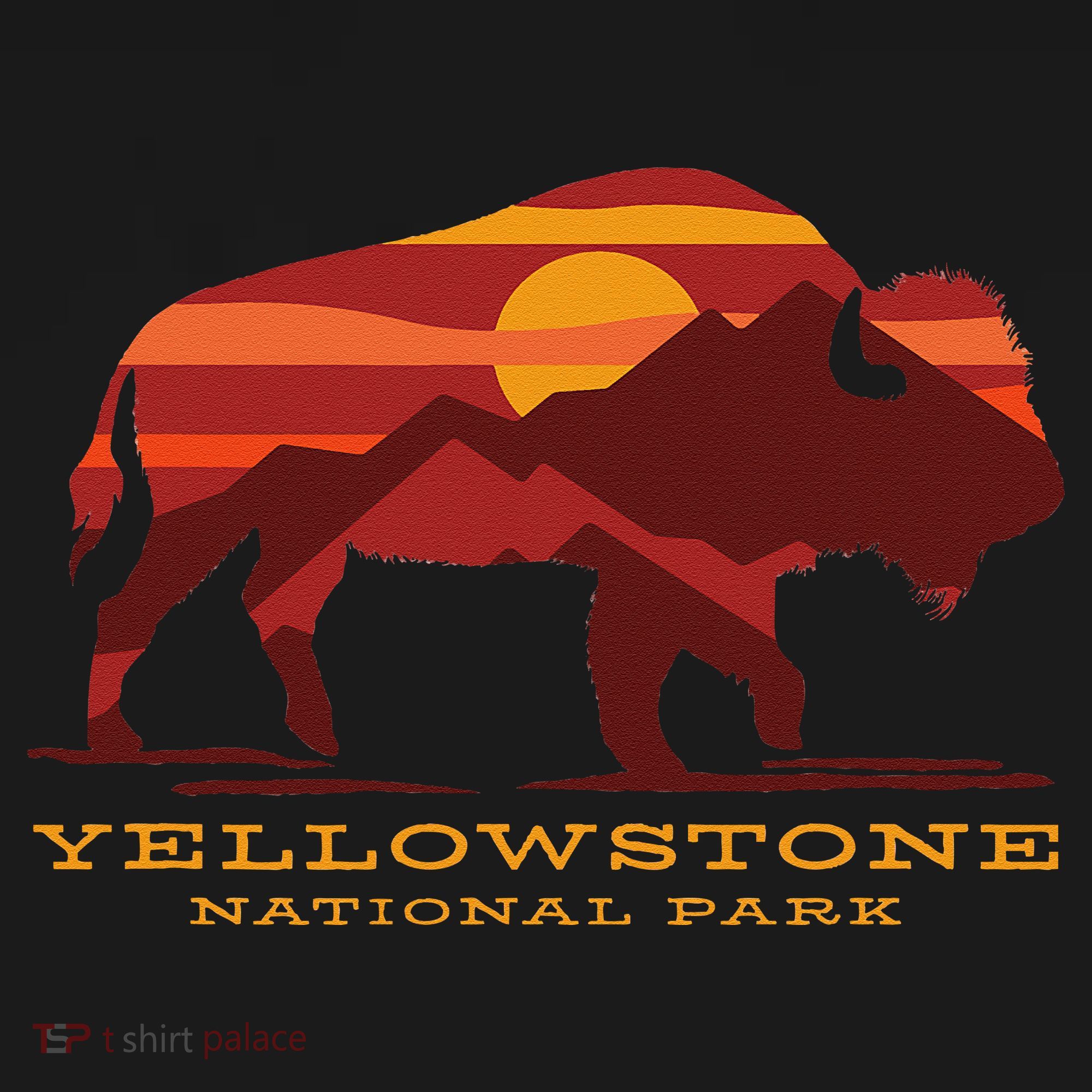 Yellowstone National Park Wyoming Buffalo Bison Sunset Women's Crop Top Tee