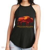 Yellowstone National Park Wyoming Buffalo Bison Sunset Women's Perfect Tri Rocker Tank thumb 2