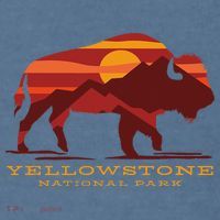 Yellowstone National Park Wyoming Buffalo Bison Sunset Garment-Dyed Sweatshirt thumb 2