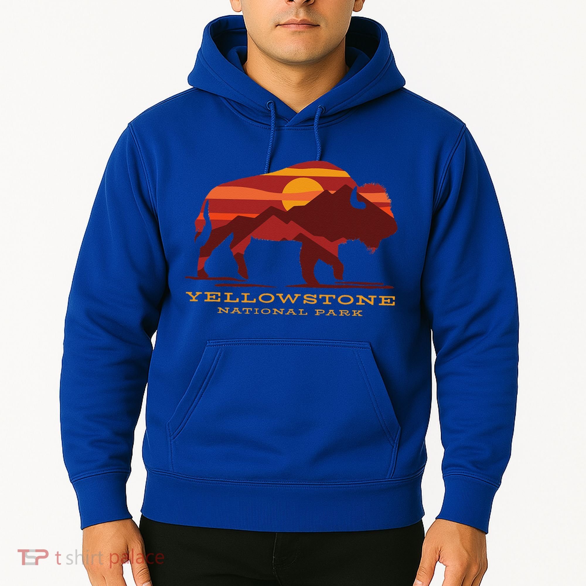 Yellowstone National Park Wyoming Buffalo Bison Sunset Hoodie