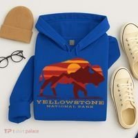Yellowstone National Park Wyoming Buffalo Bison Sunset Hoodie thumb 4