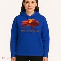 Yellowstone National Park Wyoming Buffalo Bison Sunset Hoodie thumb 5