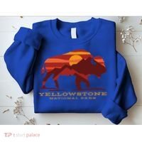 Yellowstone National Park Wyoming Buffalo Bison Sunset Sweatshirt thumb 2