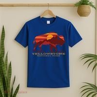 Yellowstone National Park Wyoming Buffalo Bison Sunset T-Shirt thumb 2