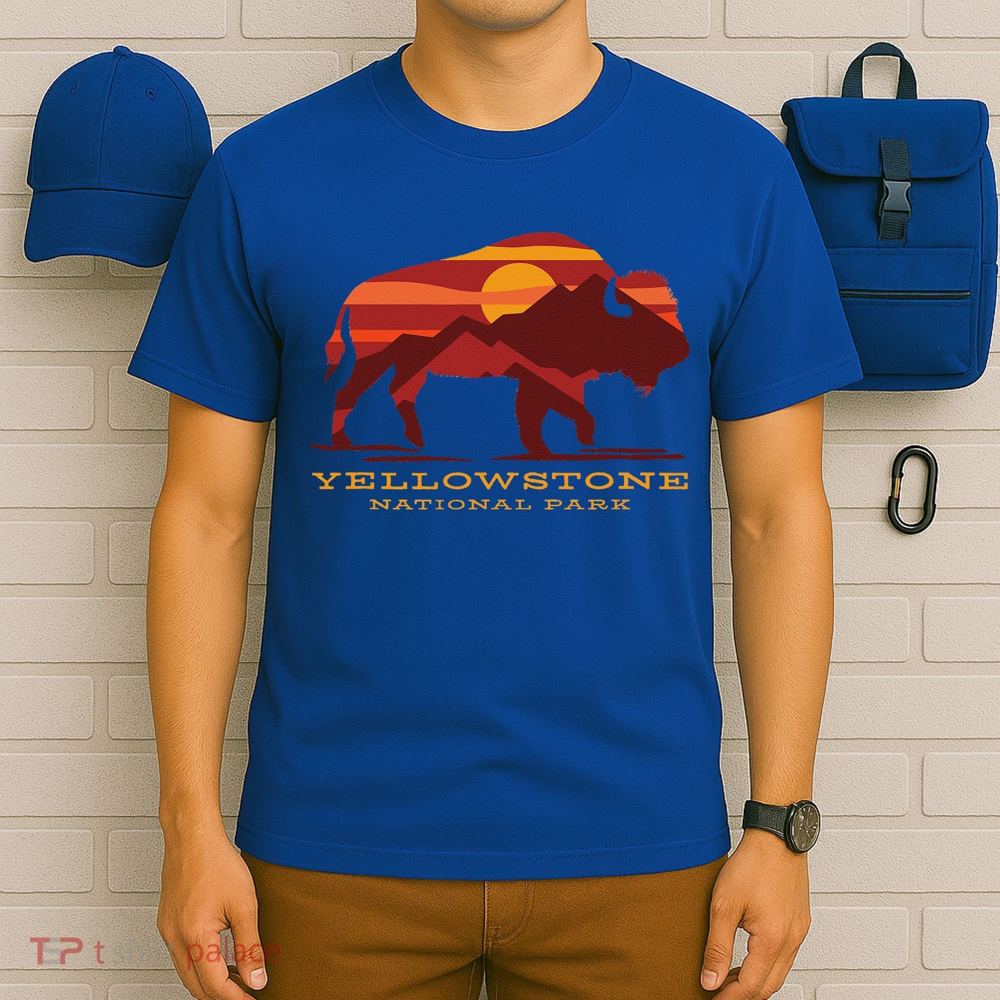 Yellowstone National Park Wyoming Buffalo Bison Sunset T-Shirt