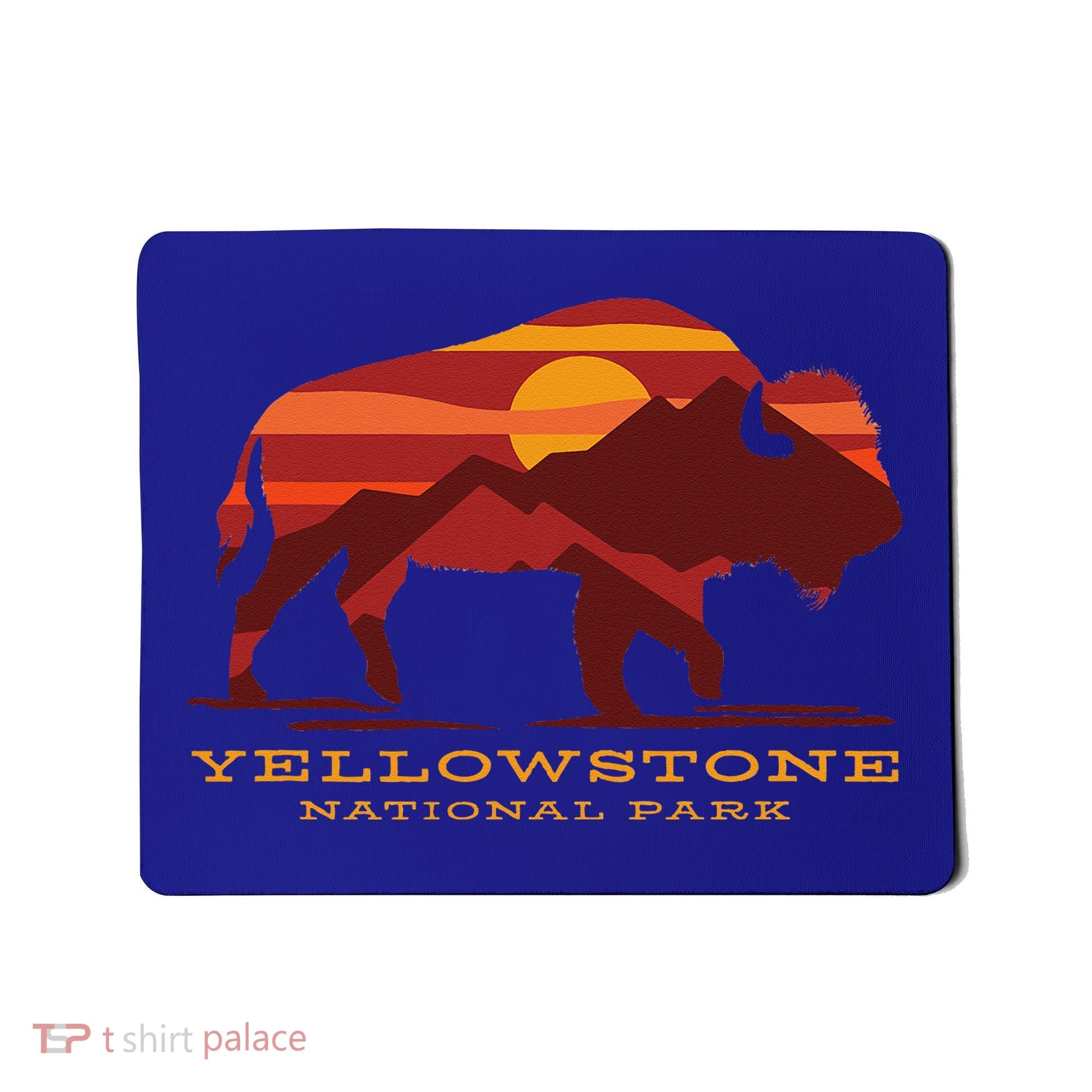 Yellowstone National Park Wyoming Buffalo Bison Sunset Mousepad