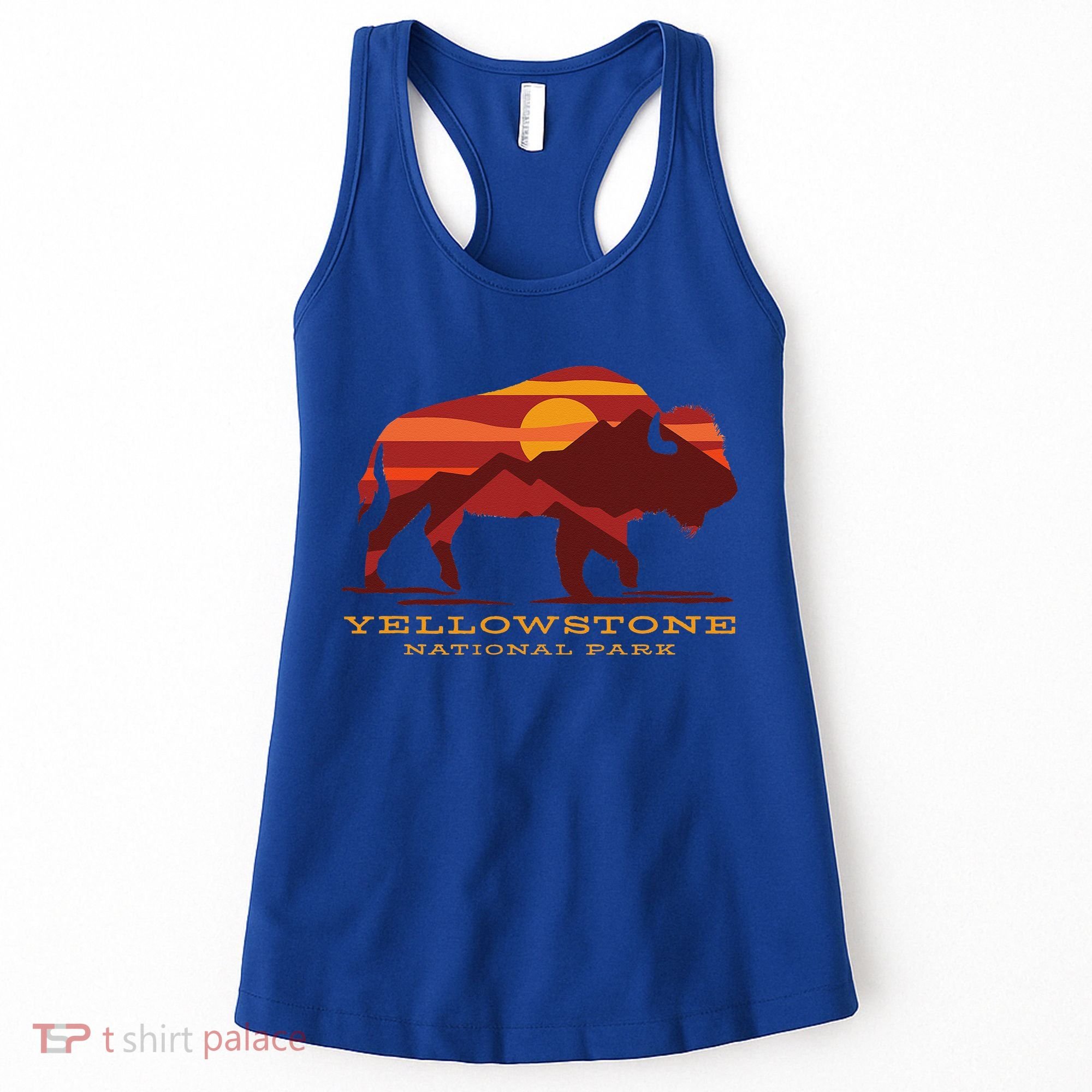 Yellowstone National Park Wyoming Buffalo Bison Sunset Women's Tank Top