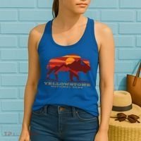Yellowstone National Park Wyoming Buffalo Bison Sunset Women's Tank Top thumb 2