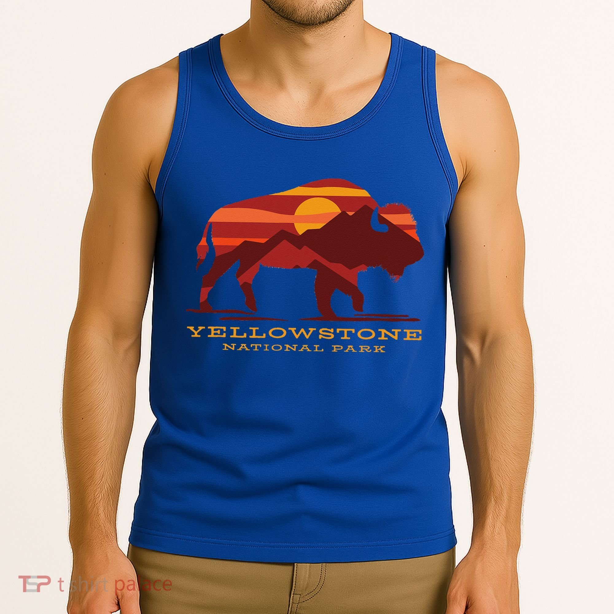 Yellowstone National Park Wyoming Buffalo Bison Sunset Tank Top