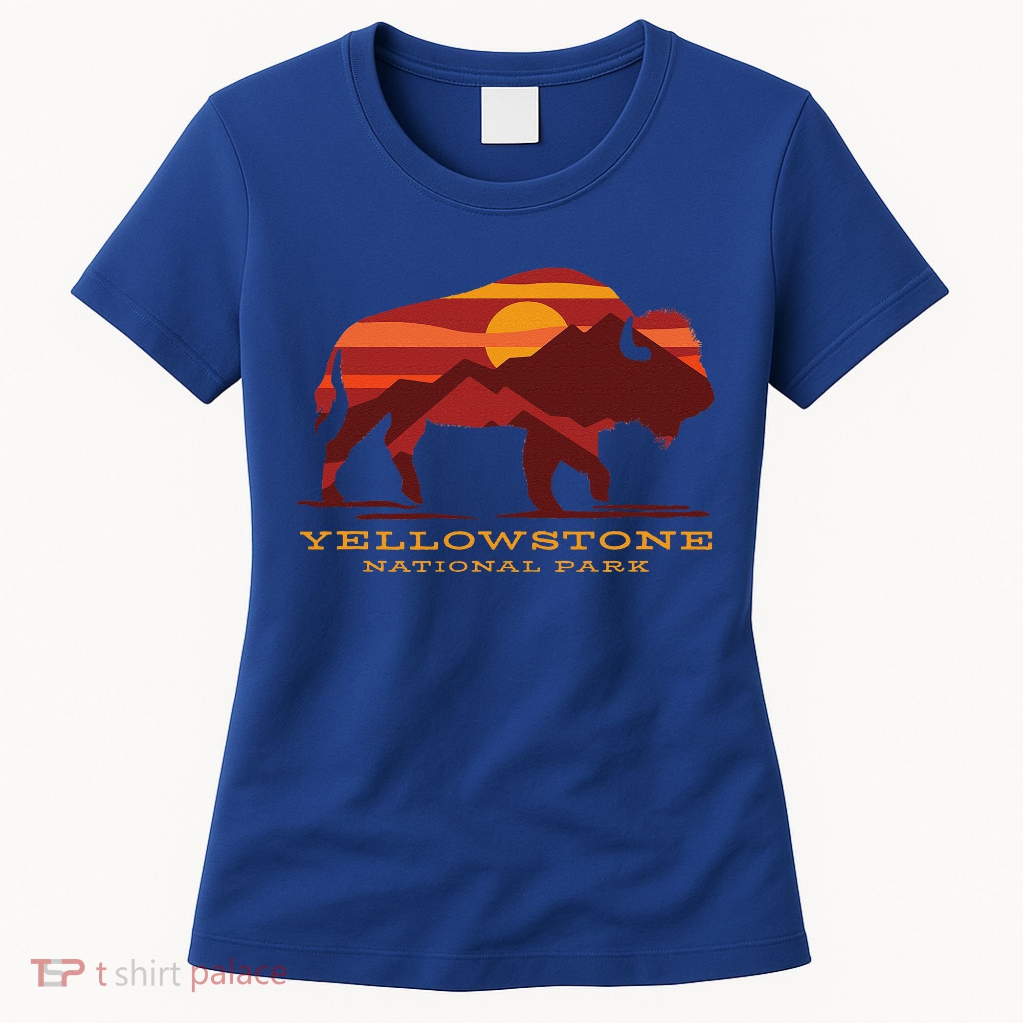 Yellowstone National Park Wyoming Buffalo Bison Sunset Women's T-Shirt