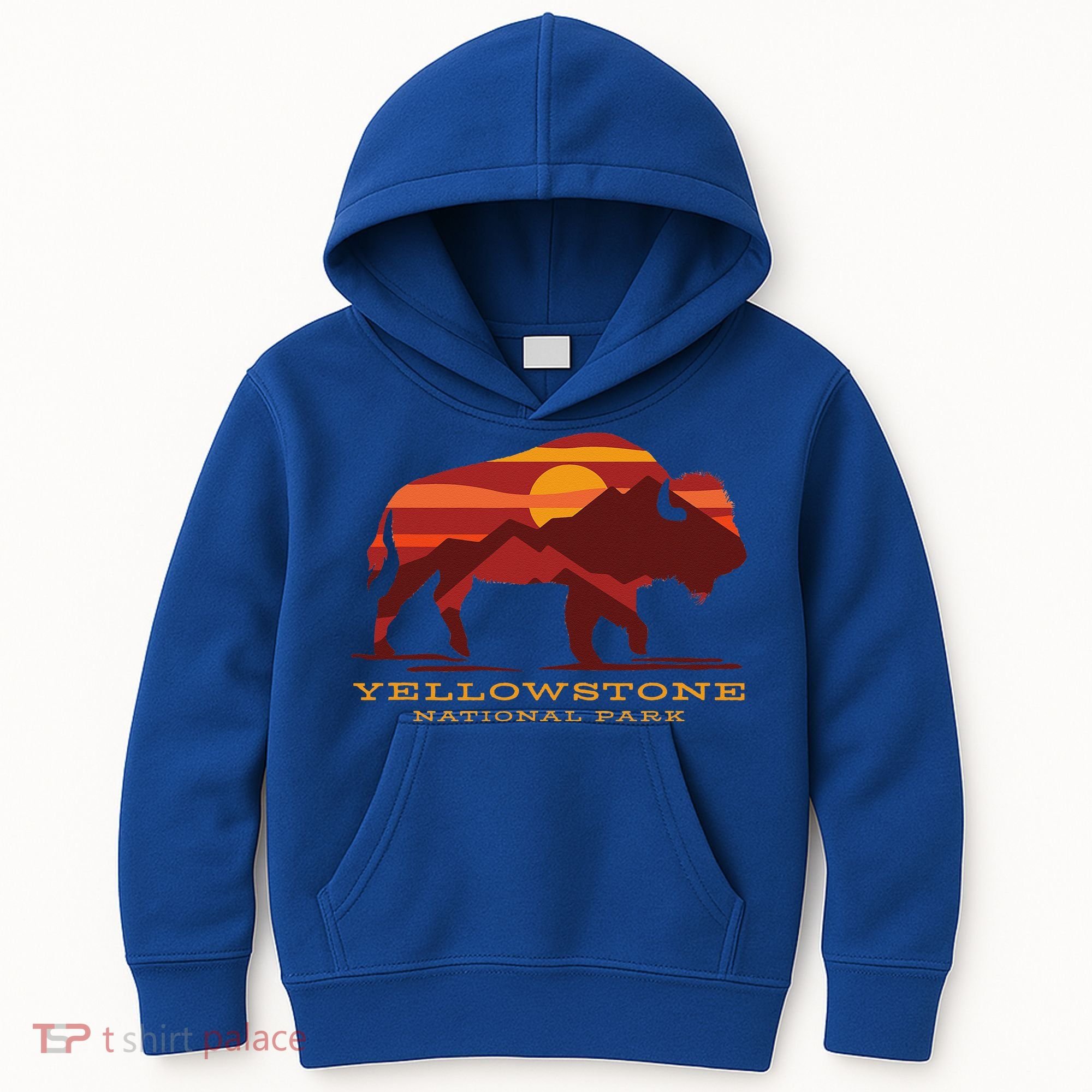 Yellowstone National Park Wyoming Buffalo Bison Sunset Kids Hoodie