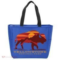 Yellowstone National Park Wyoming Buffalo Bison Sunset Tote Bag thumb 0