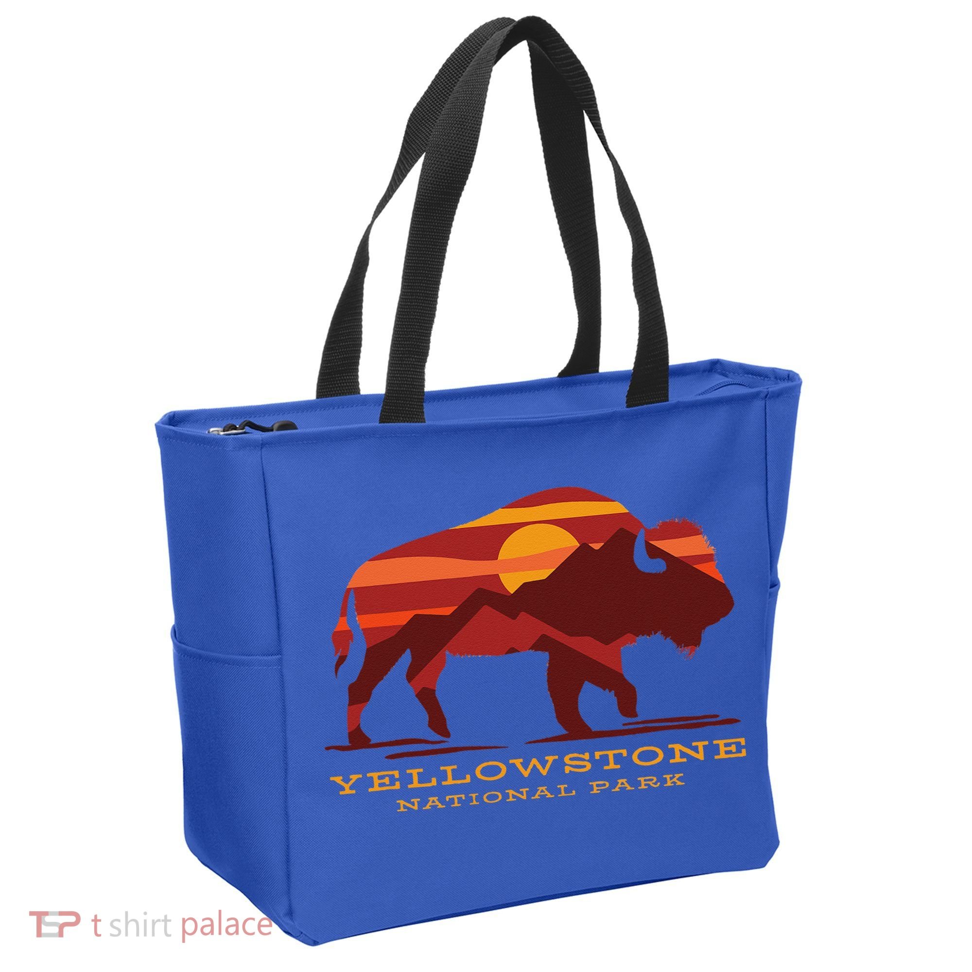 Yellowstone National Park Wyoming Buffalo Bison Sunset Tote Bag