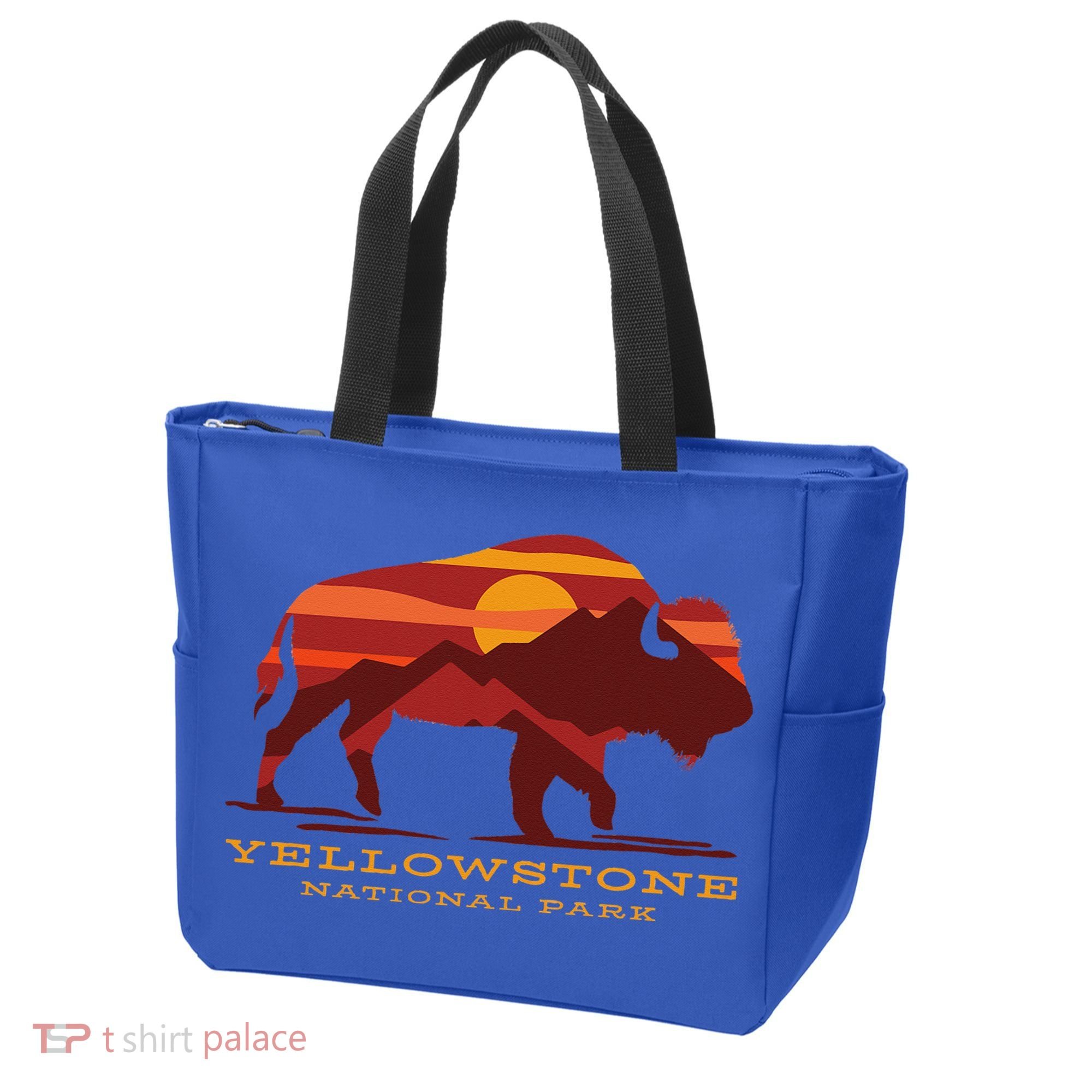 Yellowstone National Park Wyoming Buffalo Bison Sunset Tote Bag