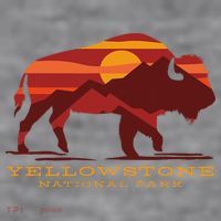 Yellowstone National Park Wyoming Buffalo Bison Sunset Women's Racerback Cropped Tank thumb 2