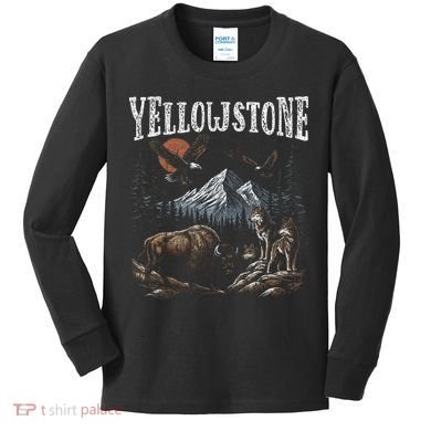 Yellowstone National Park Vintage 90s Kids Long Sleeve Shirt