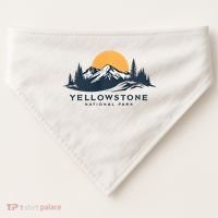 Yellowstone National Park Mountain Sunset Landscape USA-Made Doggie Bandana thumb 0