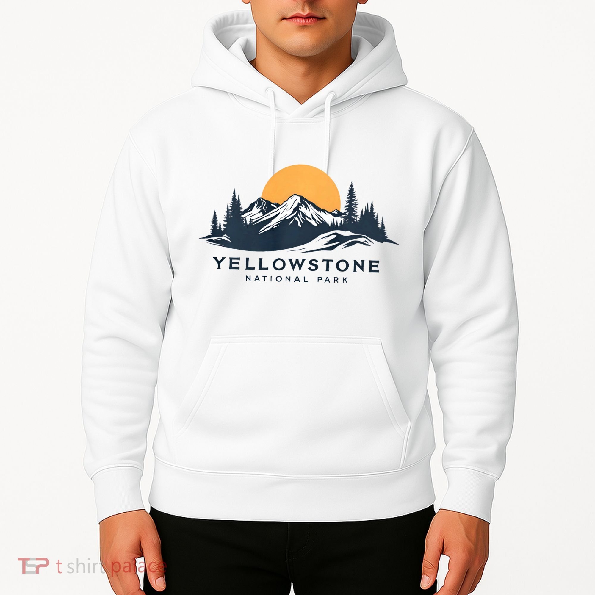 Yellowstone National Park Mountain Sunset Landscape Hoodie