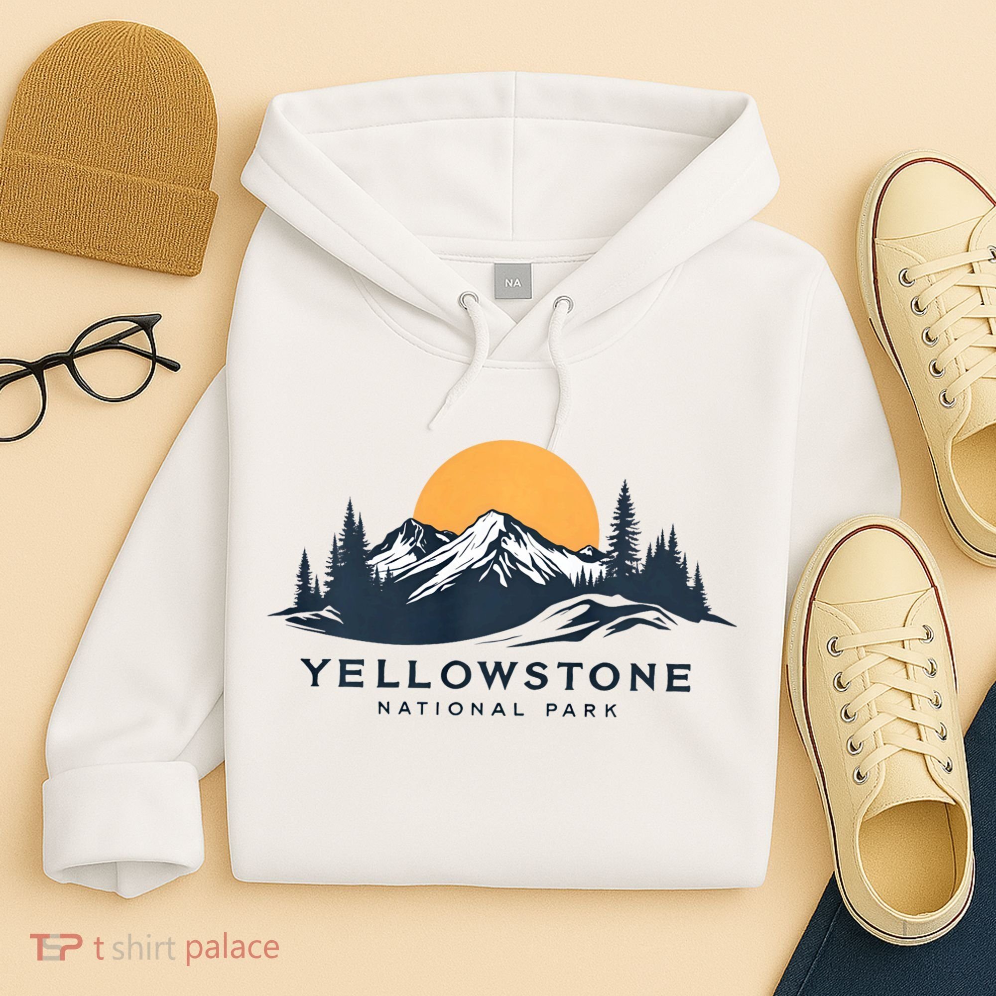 Yellowstone National Park Mountain Sunset Landscape Hoodie