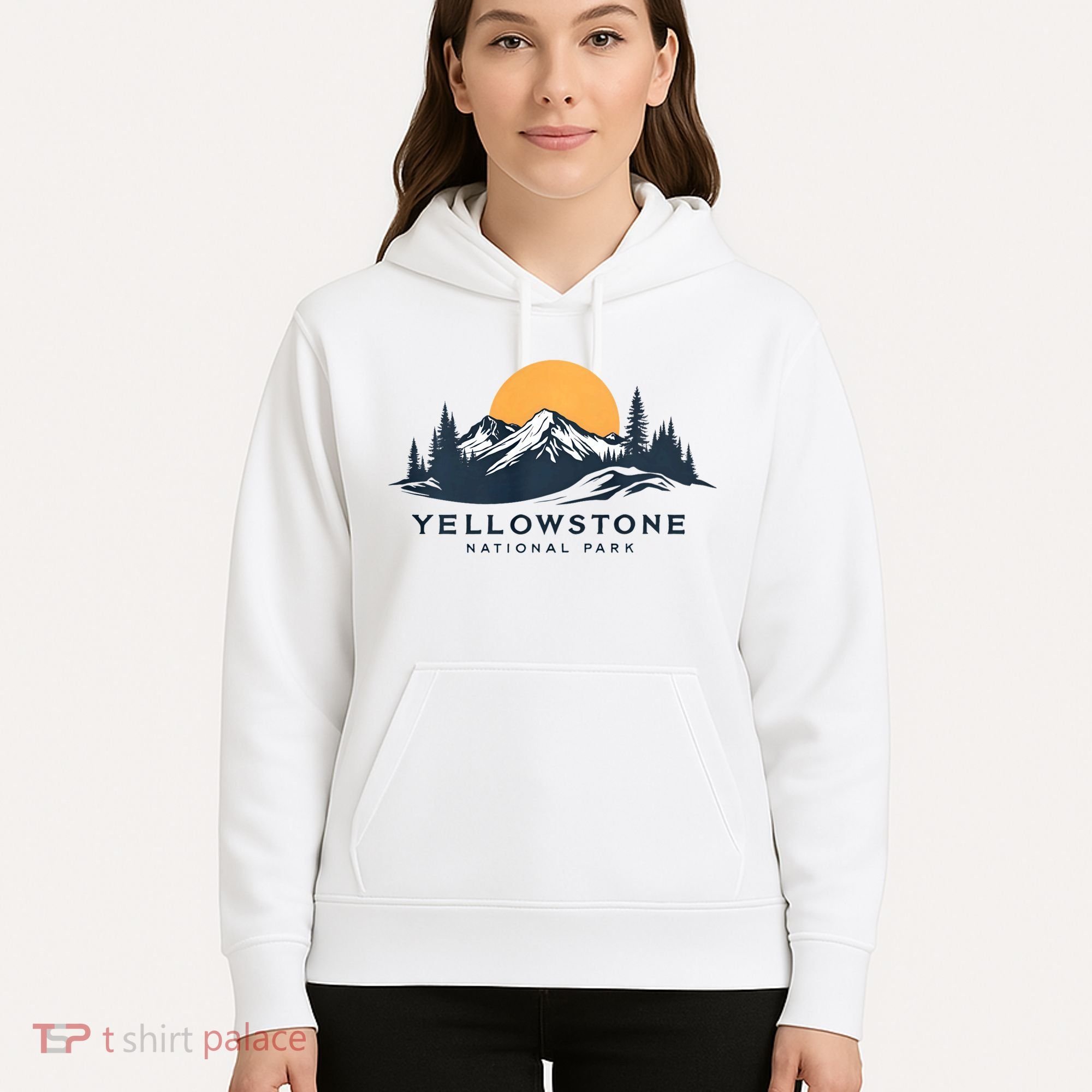Yellowstone National Park Mountain Sunset Landscape Hoodie