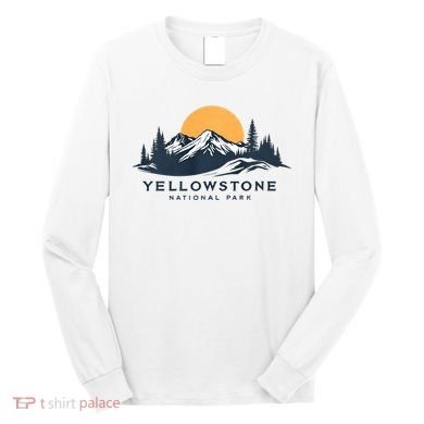 Yellowstone National Park Mountain Sunset Landscape Long Sleeve Shirt