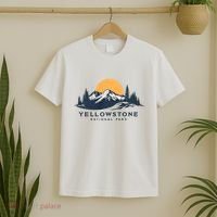 Yellowstone National Park Mountain Sunset Landscape T-Shirt thumb 2