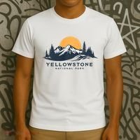 Yellowstone National Park Mountain Sunset Landscape T-Shirt thumb 3